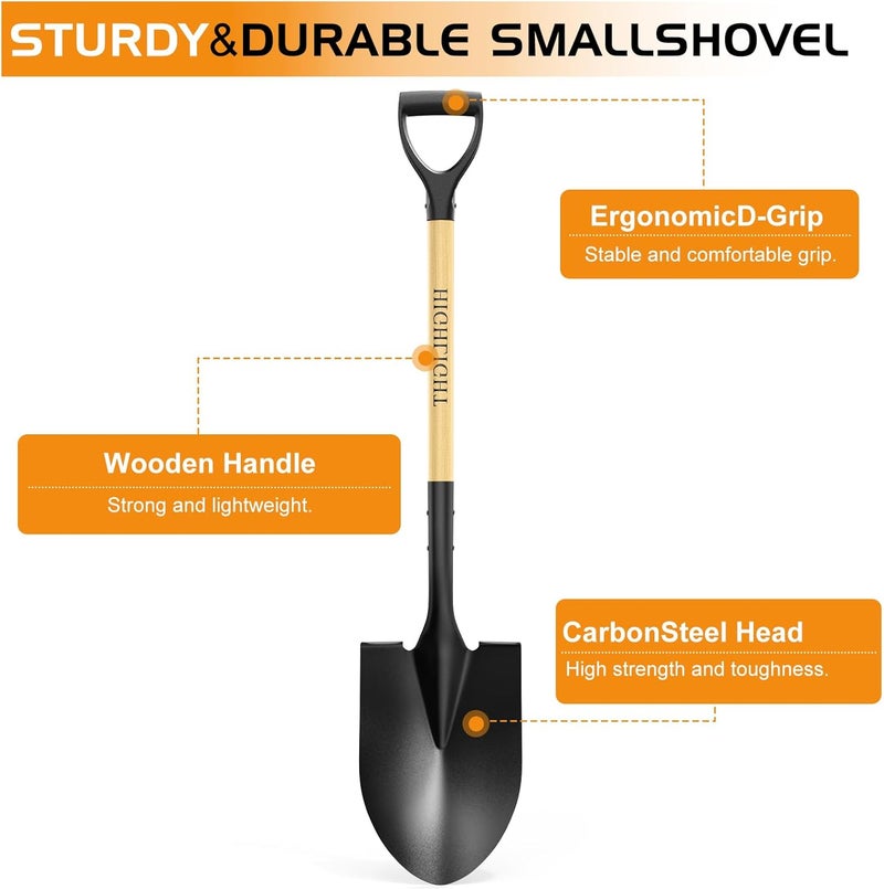 Highlight Shovel for Digging,Round Shovel, Garden Tool with D-Handle, 41 Inches in Overall Length, Wooden Handel Garden Shovel for Beach, Car, Snow - Image 2